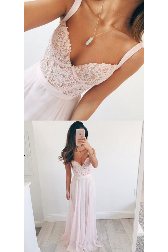 Long Chiffon Lace Prom Party Dresses 3020560