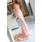 Elegant Mermaid Halter Lace Long Pink Prom Evening Dresses 3020563