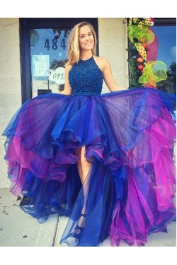 Asymmetrical Modest Beaded Prom Evening Dresses 3020569