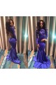 Long Blue Mermaid Lace Long Sleeves Prom Evening Dresses 3020570