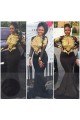 Mermaid High Neck Long Sleeves Prom Evening Dresses with Gold Appliques 3020571