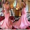 Sexy Mermaid Long Pink Lace Prom Evening Dresses 3020578