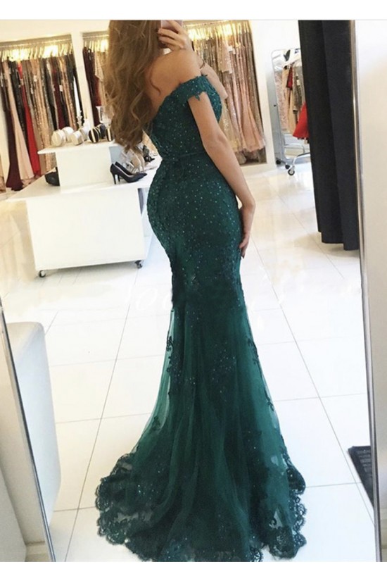 Mermaid Off-the-Shoulder Lace Long Prom Evening Dresses 3020586