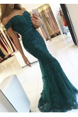 Mermaid Off-the-Shoulder Lace Long Prom Evening Dresses 3020586