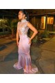 Mermaid High Neck Long Prom Evening Dresses with Lace Appliques 3020589