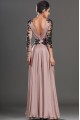 Sexy Long Sleeves V-Neck Prom Evening Dresses with Black Lace Appliques 3020595
