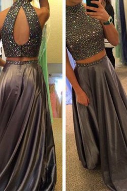 Beaded Two Pieces Long Prom Evening Party Dresses 3020612