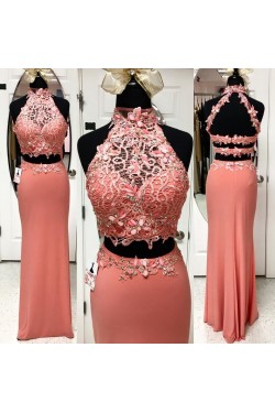 Beaded Two Pieces Lace Long Prom Evening Party Dresses 3020616