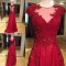 Long Red Beaded Lace Appliques Prom Evening Party Dresses 3020619