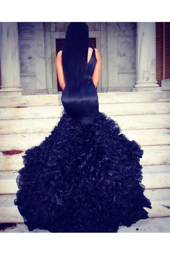 Mermaid Deep V-Neck Long Prom Evening Party Dresses 3020625