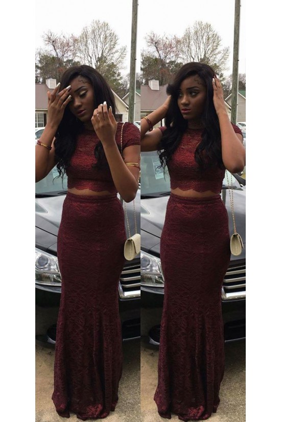 Two Pieces Lace Prom Evening Party Dresses 3020638