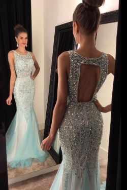 Mermaid Beaded Long Prom Evening Party Dresses 3020639