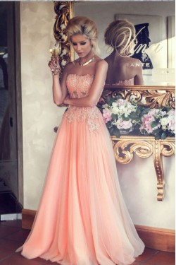 A-Line Beaded Lace Appliques Long Prom Evening Party Dresses 3020641