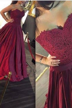 Ball Gown Sweetheart Lace Appliques Long Prom Evening Party Dresses 3020654