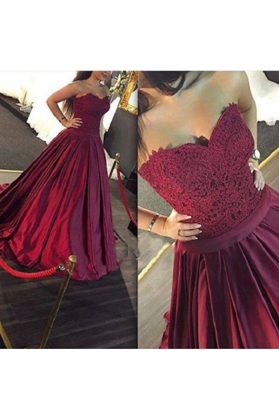Ball Gown Sweetheart Lace Appliques Long Prom Evening Party Dresses 3020654