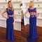 Beaded Two Pieces Royal Blue Long Prom Evening Party Dresses 3020656