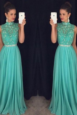 Beaded Lace Appliques Chiffon Prom Evening Party Dresses 3020677