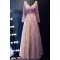 A-Line Long Sleeves V-Neck Lace Prom Evening Party Dresses 3020684