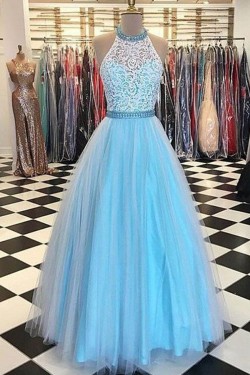 Ball Gown Halter Long Prom Evening Party Dresses 3020686