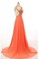A-Line Beaded Long Chiffon Prom Evening Party Dresses 3020688