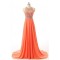 A-Line Beaded Long Chiffon Prom Evening Party Dresses 3020688