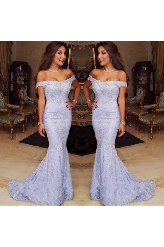 Mermaid Off-the-Shoulder Lace Long Prom Evening Party Dresses 3020690