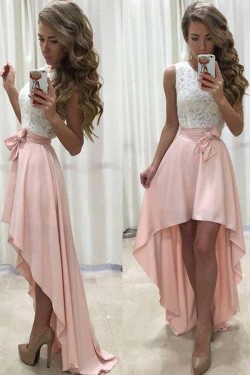 High Low Lace White Pink Prom Evening Party homecoming Graduation Dresses 3020691