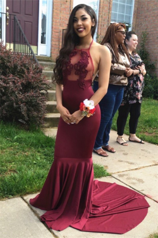 Sexy Mermaid Halter Long Prom Evening Party Dresses 3020697