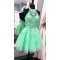 Halter Short Green Beaded Lace Prom Party Homecoming Graduation Dresses 3020706