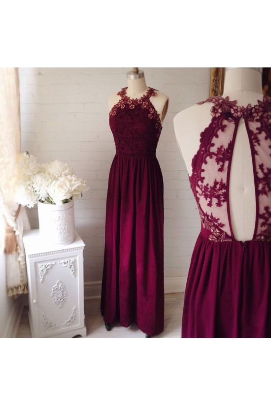 Lace and Chiffon Long Prom Evening Party Dresses 3020711