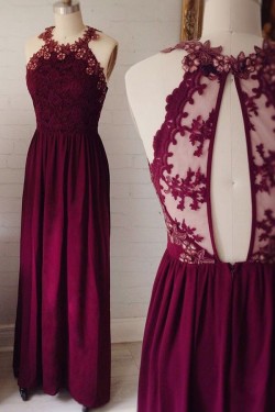 Lace and Chiffon Long Prom Evening Party Dresses 3020711