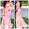 Mermaid Long Sleeves Pink Off-the-Shoulder Lace Prom Evening Party Dresses 3020716