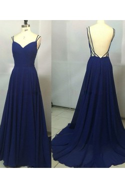 Long Blue Chiffon Prom Evening Party Dresses 3020718