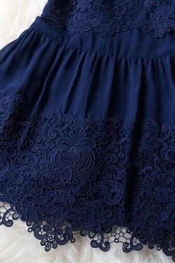 Short Navy Blue Lace Prom Evening Formal Dresses 3020728