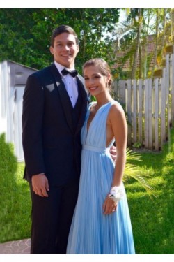 Long Blue V-Neck Prom Evening Formal Dresses 3020730