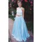 Two Pieces Lace White Blue Long Prom Evening Formal Dresses 3020731