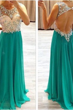 Long Green Beaded Prom Evening Formal Dresses 3020732