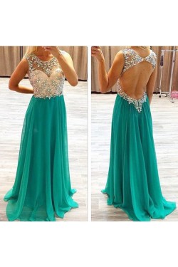 Long Green Beaded Prom Evening Formal Dresses 3020732