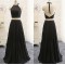 Long Black Lace Chiffon Two Pieces Prom Party Dresses 3020733