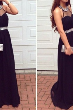 Long Black Beaded Prom Dresses Party Evening Gowns 3020735