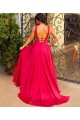 Sexy Long Red V-Neck Prom Dresses Party Evening Gowns 3020741