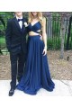 Two Pieces Long Blue Prom Dresses Party Evening Gowns 3020744