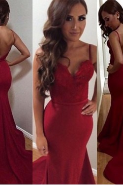 Mermaid Long Red Prom Dresses Party Evening Gowns 3020745