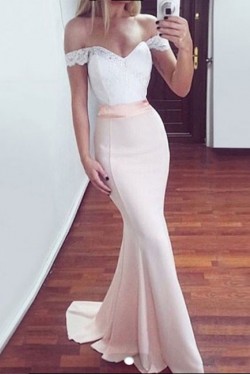 Mermaid Off-the-Shoulder Lace Long Prom Dresses Party Evening Gowns 3020746