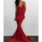 Mermaid Long Red V-Neck Prom Dresses Party Evening Gowns 3020748