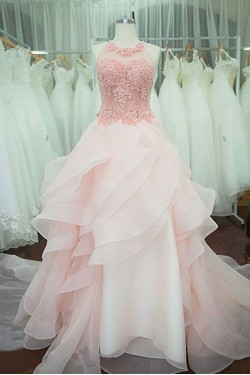 Long Pink Lace Prom Dresses Party Evening Gowns 3020757