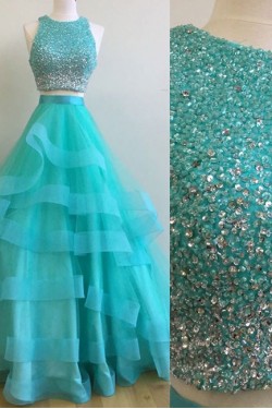 Two Pieces Beaded Prom Dresses Party Evening Gowns 3020759