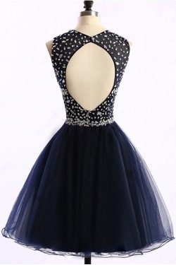 Short Navy Blue Beaded Prom Homecoming Graduation Dresses 3020763
