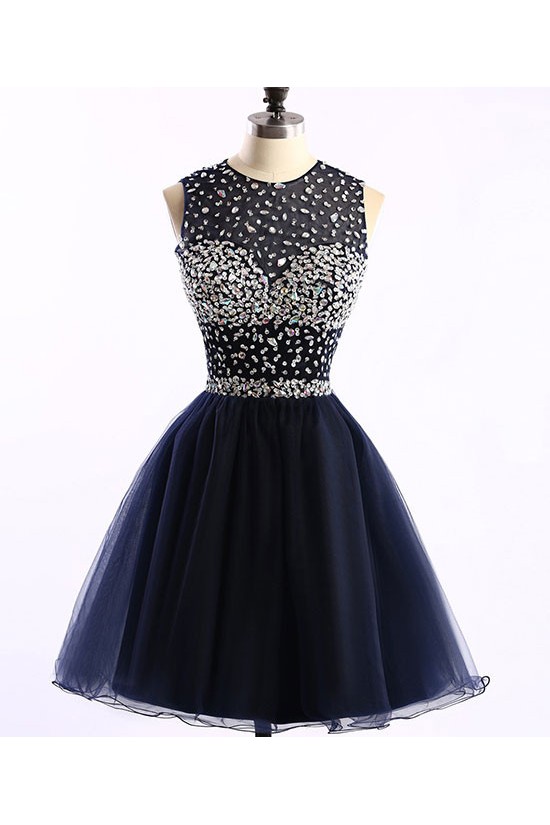 Short Navy Blue Beaded Prom Homecoming Graduation Dresses 3020763