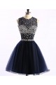 Short Navy Blue Beaded Prom Homecoming Graduation Dresses 3020763